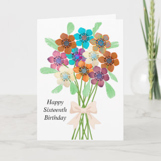 Sechzehnte Geburtstagskarte mit Bouquet von Blume Karte