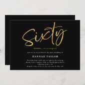 Sechzig Elegant Simple Black Gold 60. Geburtstag Einladung (Vorne/Hinten)