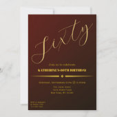 Sechzig elegante Ruby- und Gold-Einladung zum 60. (Vorderseite)