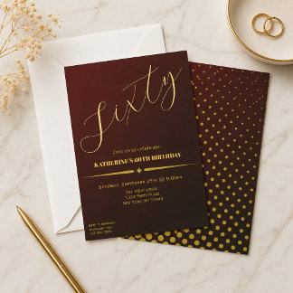 Sechzig elegante Ruby- und Gold-Einladung zum 60.