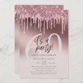 Sechzig Es ist ein Party Pink Glitzer 60. Geburtst Einladung (Vorne/Hinten)