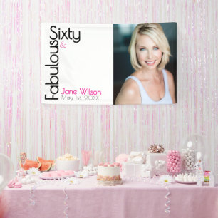 Sechzig Fabelhafte Geburtstag Chic Pink & Schwarz Banner