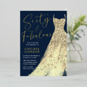Sechzig & Fabulous! Sparkle Gold Dress 60. Geburts Folieneinladung (Stehend vorne)
