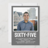 Sechzig Fünf 65. Geburtstag Fett-Foto Einladung (Vorderseite)
