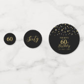 sechzig | Gold & Black Confetti 60. Geburtstagspar Konfetti (Vorderseiten)