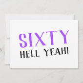 Sechzig Hölle, ja! Bold Lila 60. Geburtstag Einladung (Rückseite)