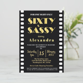 Sechzig & Sassy Black Gold Roaring Zwanziger 60. Einladung