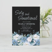 Sechzig sensationelle dunkelblaue, blaue, bläserne einladung (Stehend Vorderseite)