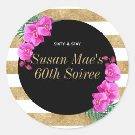 Sechzig & sexy Gold Black 60. Geburtstag Soiree Runder Aufkleber