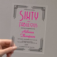 Sechzig und Fabelhaft Hot Pink Art Deco 60. Geburt