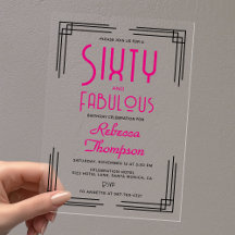 Sechzig und Fabelhaft Hot Pink Art Deco 60. Geburt