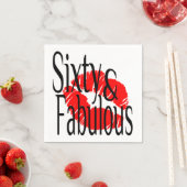 Sechzig und fabelhaft mit heißen roten Lippen Serviette (Beispiel)