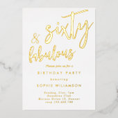 Sechzig und fabelhaft vergoldetes Geburtstag Folieneinladung (Vorderseite)