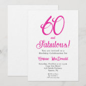 Sechzig und fantastisch Skript Pink 60. Geburtstag Einladung (Vorne/Hinten)