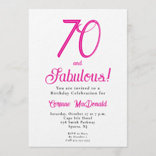 Sechzig und Fantastisch Skript Pink 70. Geburtstag Einladung