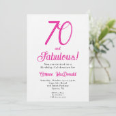 Sechzig und Fantastisch Skript Pink 70. Geburtstag Einladung (Stehend Vorderseite)