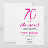 Sechzig und Fantastisch Skript Pink 70. Geburtstag Einladung (Vorne/Hinten)