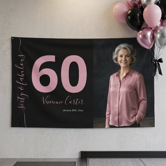 Sechzig und Fantastisch Skript Rosa 60. Geburtstag Banner