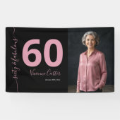 Sechzig und Fantastisch Skript Rosa 60. Geburtstag Banner (Horizontal)