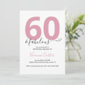Sechzig und Fantastisch Skript Rosa 60. Geburtstag Einladung (Stehend Vorderseite)