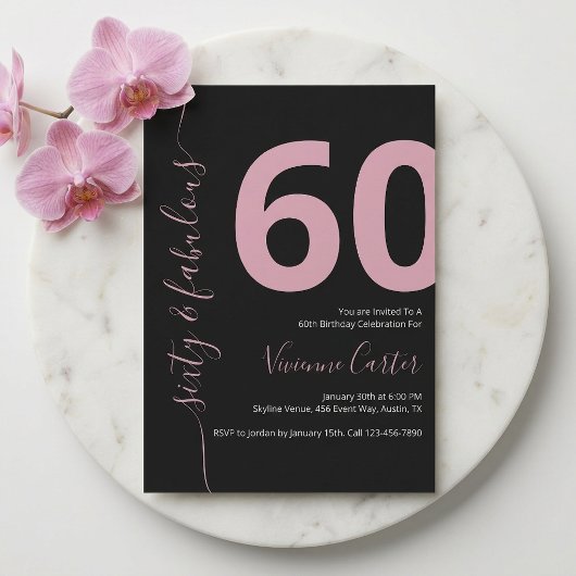 Sechzig und Fantastisch Skript Rosa 60. Geburtstag Einladung