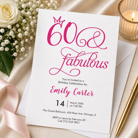 Sechzig und Fantastisch Skript Rosa 60. Geburtstag Einladung