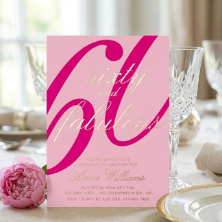 Sechzig und Fantastisch Skript Rosa 60. Geburtstag Folieneinladung