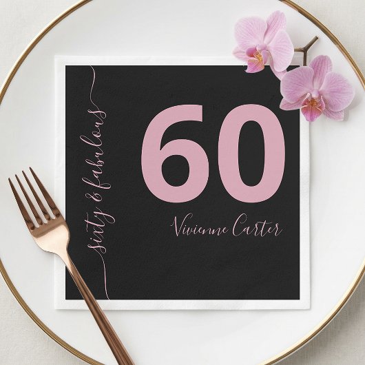 Sechzig und Fantastisch Skript Rosa 60. Geburtstag Serviette