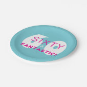 Sechzig und fantastische 60. Geburtstagsparty Pappteller (Schrägansicht)