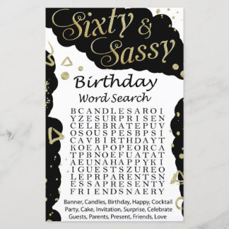 Sechzig und Sassy Birthday Wortsuche