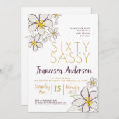 Sechzig und szig Moderne Lila Gold Jasmine Floral Einladung (Vorne/Hinten)