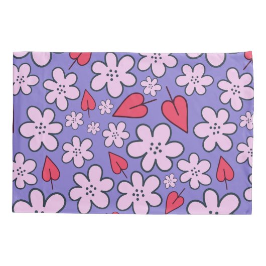 Sechziger Blume Doodle Kissenbezug (Rückseite)