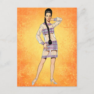 Sechziger Jahre Transparentes Kleid Postkarte