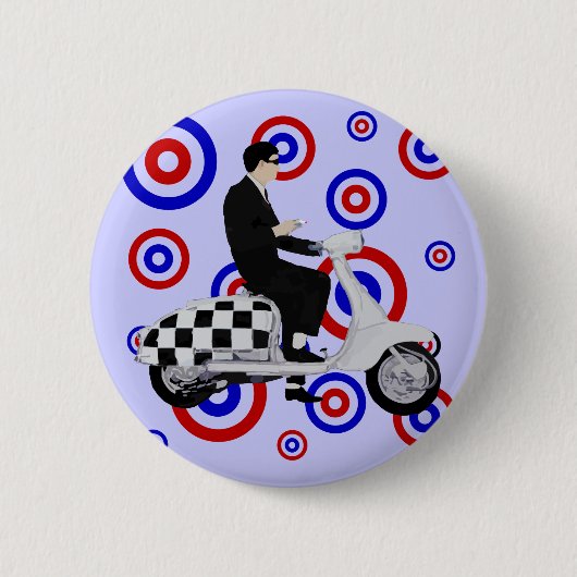 Sechziger-Karo-Mod-Rollerreiter Button (Vorderseite)