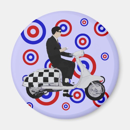 Sechziger Karo Mod Scooter Magnet (Vorne)