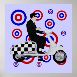 Sechziger Karo Mod Scooter Poster