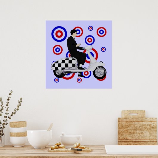 Sechziger Karo Mod Scooter Poster (Küche)