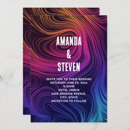 Sechziger-Lebenszyklen und Wirbel-Muster Einladung (Vorne/Hinten)