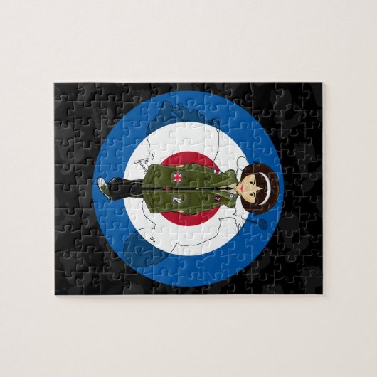 Sechziger-Mod-Mädchen im Parka mit Puzzle (Horizontal)