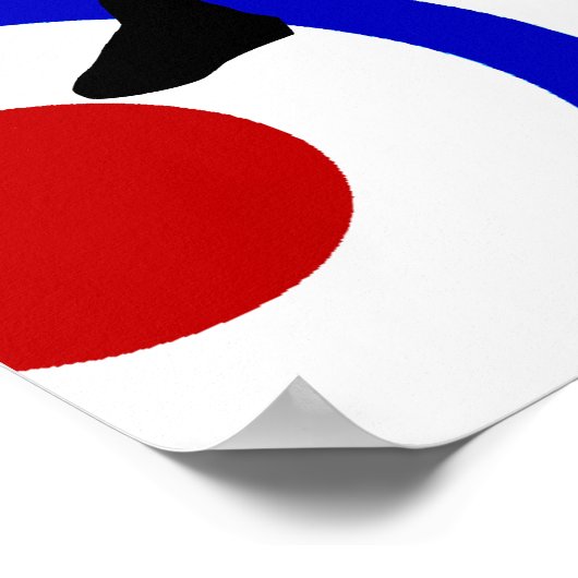 Sechziger Mod-Roller Junge auf Retro-Kreisen Poster (Ecke)