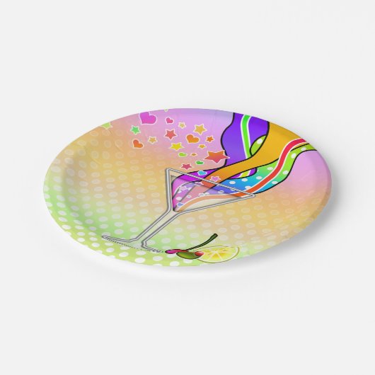 SECHZIGER-POP-KUNST-ART MARTINI PAPPTELLER (Schrägansicht)
