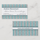 Sechziger-Retro Zickzack-nobles grünes gestreiftes Visitenkarte (Vorne/Hinten)