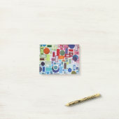 Sechzigerjahre Disco-Retro Mosaik-Collage abstrakt Post-it Klebezettel (Auf Schreibtisch)