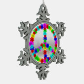 Sechzigerjahre FriedensBlumen-Symbol Schneeflocken Zinn-Ornament (Links)