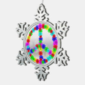 Sechzigerjahre FriedensBlumen-Symbol Schneeflocken Zinn-Ornament (Rechts)