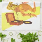 Sechzigerjahre Musik-Mädchen Geschirrtuch (Gefaltet)