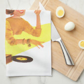 Sechzigerjahre Musik-Mädchen Geschirrtuch (Viertel Falte)