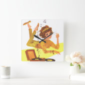 Sechzigerjahre Musik-Mädchen Quadratische Wanduhr (Zuhause)