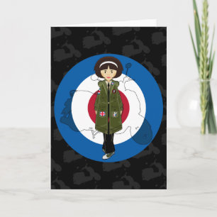 Sechziges Mod Girl in Parka mit Scooter-Karte Karte