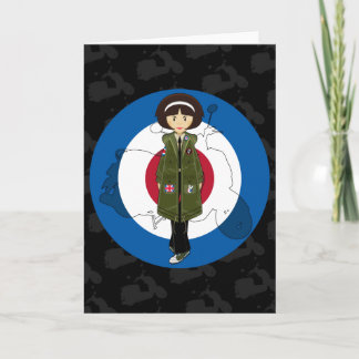 Sechziges Mod Girl in Parka mit Scooter-Karte Karte